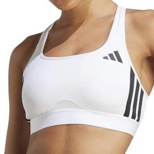 adidas Women’s Powerreact Medium Support Sports Bra Size S White Black Stripes